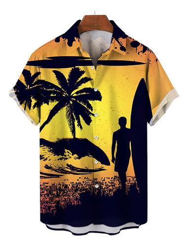 Camisa Guayabera Hawaiana Hombre Fiesta De Playa Moda Casual