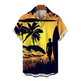 Camisa Guayabera Hawaiana Hombre Fiesta De Playa Moda Casual