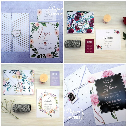 Invitaciones 15 Quince Casamiento Originales Sobre Estampado