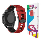 Pulseira Esportiva De Silicone 22mm Compativel Com Samsung Galaxy Watch 46mm R800 Gear S3 Classic Frontier Watch 3 45mm Gear 2 Hitwear Psw02pm Gt 2 Gt 3 Gt 4 46mm - Cor Vermelho Com Preto