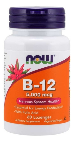 Now - Vitamina B12 - 5000mcg - Con Acido Folico - Sin Sabor