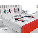 Cubrelecho Mickey Minnie Mouse Edredón Cama Sencilla Semi Do