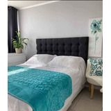 Piecera Decorativa Para Cama Polar Turquesa Liso Unicolor