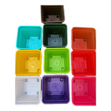 Pack 5 Maceteros Plásticos Cuadrados 15 Cm / Varios Colores