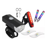 6pz Luz Bicicleta Accesorios Usb Recargable Delantera Traser