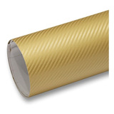 Vinil Fibra De Carbono 3d Dorado/oro Antiburbuja 1.52m X 1m