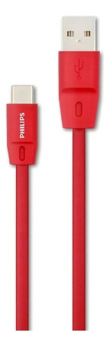 Cable Philips Usb A A Type-c De 1.2 Metros De Largo Color Rojo