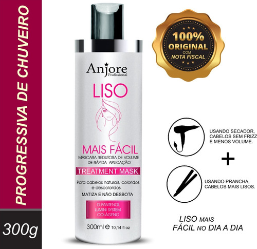 Mascara Liso Mais Fácil Anjore 300ml Progressiva De Chuveiro