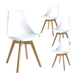 Silla X4 Sillon Eames Tulip Base Madera Con Almohadon