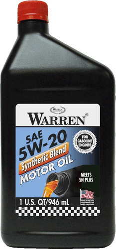 Aceite Motor Warren 5w20 Api Sn+ Semi-sintetico .946 Lt