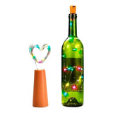 Corcho Tapón Multicolor Led Botella Vino Pila Luz Alambre 2m