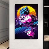Cuadro Decorativo Goku Diseño Fondo Colorido Hogar 40x60cm  