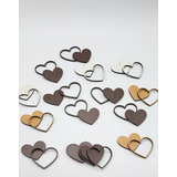 Set 50 Corazones 3x4cm De Madera Para Decorar Adorno Boda