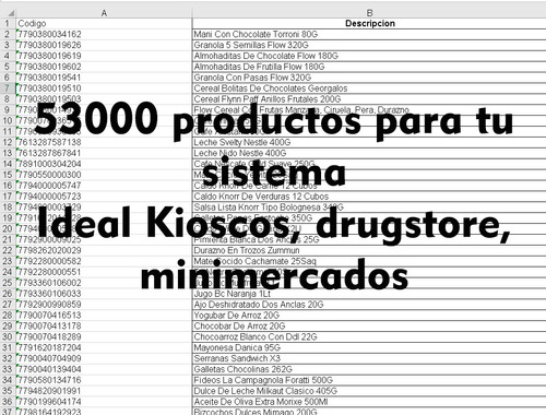 Listado De +53000 Productos Para Kioscos  - Excel