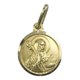 Medalla San Benito Oro 18k Doble Faz 13 Mm. Garantía Escrita