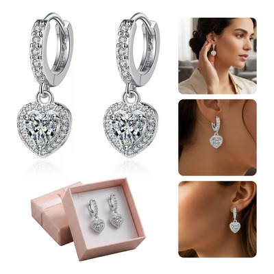 Krelvixos 2pz Pendientes Aretes Moissanita Colgantes De Joyeria Plata 925 Moda Mujer Regalo Novia Día De San Valentín Regalo para Día de la Madre, regalo para mamá Con Caja | Envío gratis