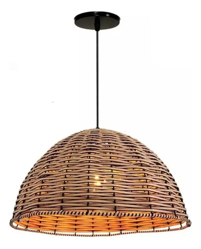 Lustre Led Rustico Pendente Madeira Artesanal Grande