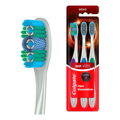 Pack X3 Cepillos Dentales Colgate 360° Luminous White Lovers | MercadoLibre