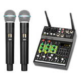 Mezclador De Audio Profesional 4 Canales Con Micrófono Dual