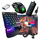 Kit Gamer Teclado One Hand E Mouse  + Kit Cel + Mouse Pad