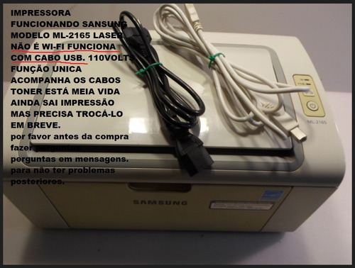 Impressora Sansung Laser Mod. Ml-2165 Não Wi-fi (usada/boa)