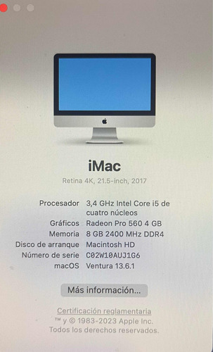Apple iMac Retina 4k De 21,5