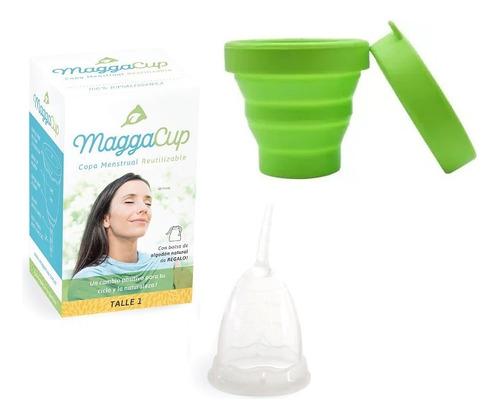 Copa Menstrual + Vaso Esterilizador Maggacup Silicona Verde