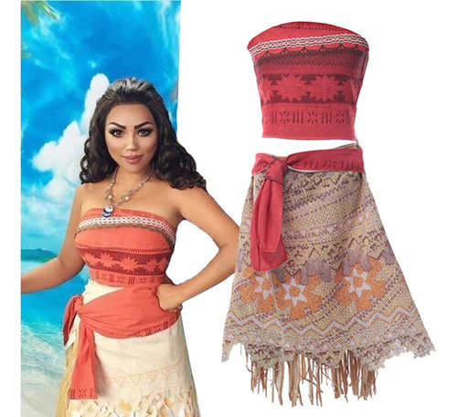 #3pcs Traje De Princesa Moana Vestido De Fiesta De Halloween .