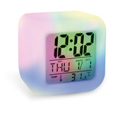 Reloj Digital Suono Cubo Luces Led Alarma Despertador Temp