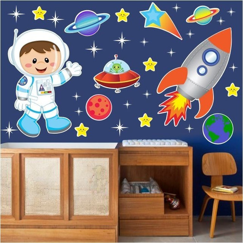 Adesivo De Parede Infantil Astronauta Menino - Fosco