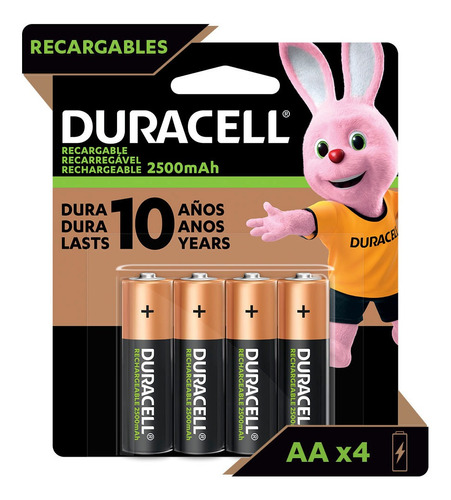 Pack 4 Pilas Aa Recargables Duracell 2500mah 1.2v Doble A