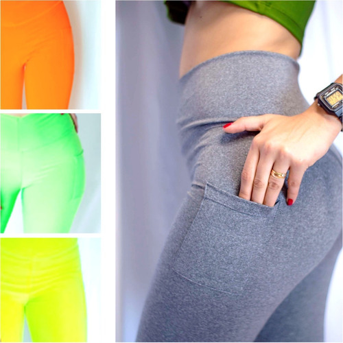 Calza Leggings Deportivo Con Bolsillo - Colores Lisos (2)