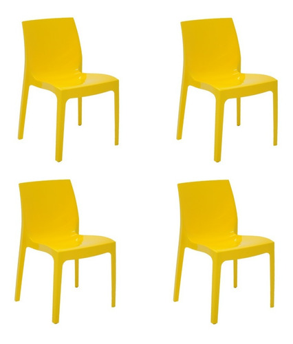 Kit 4 Cadeiras Alice Amarela Tramontina 92037/000