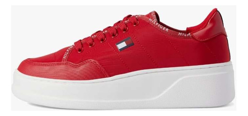 Tenis Tommy Grazie Rojo Suela Blanca De Plataforma Original