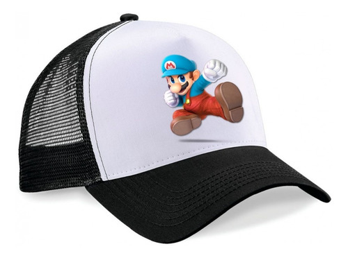 Gorra Jockey Logo Super Mario Bross Blue Patada 