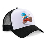 Gorra Jockey Logo Super Mario Bross Blue Patada 
