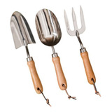  Herramientas De Jardinería Mango De Madera Set 3 Piezas