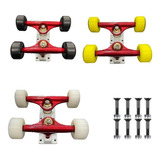 Truck Para Skate (par) Com Roda Rolamentos E Parafusos (red)