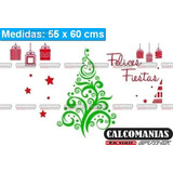 Vinilo Decorativo Navidad Arbol, Regalos Y Felices Fiestas