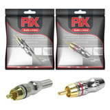 10x Conector Plug Rca 24k Profissional Preto E Vermelho