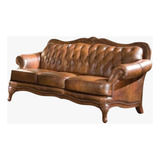 Sofa De Piel Emperador Elegante Muebles Finos En Madera