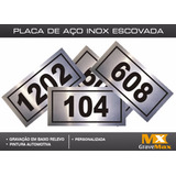 Placa Número Inox 8x4cm Kit 6 Peças Com Furos