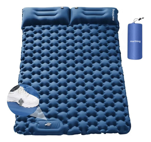 Colchoneta Inflable Matrimonial Camping Mat Inflable Acampar Color Azul