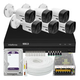 Kit Cftv Intelbras 6 Câmeras 1120b Fonte 10a 1208 1tb Purple