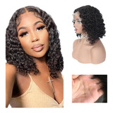 Peruca Front Lace Afro Cacheada Curta Super Natural 40cm