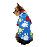 Suéter Polar P/perro C/huellas Color Azul Talla 6 Pet Pals