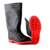 Par Bota Industrial Toolcraft De Hule Negro Con Rojo