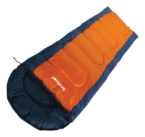 Bolsa De Dormir Broksol Camet 200 Camping Térmica Color Negro Y Naranja Ubicación Del Cierre De Lado