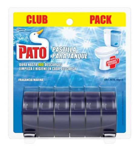Pato Tanque Azul Limpiador Inodoro 6  Unidades/ 40 G
