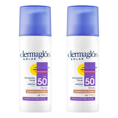 Combo X 2 Dermaglos Protector Solar Fps 50 Tono Medio 50 Ml. | Envío gratis